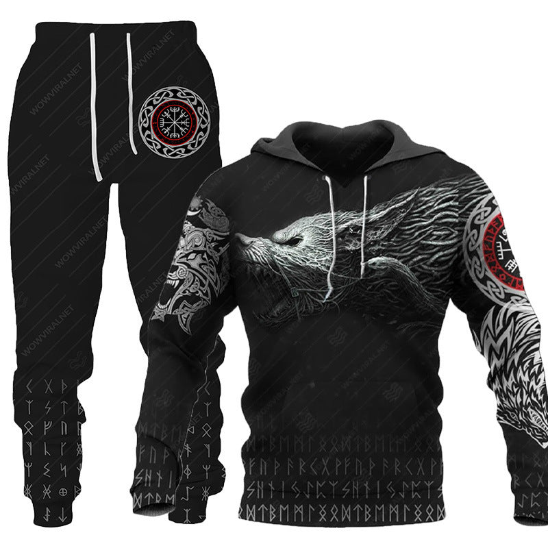 3D Wolf Print Tracksuit Men's Jogging Set