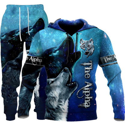 3D Wolf Print Tracksuit Men's Jogging Set