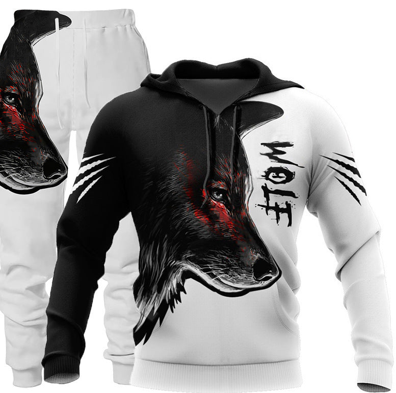 3D Wolf Print Tracksuit Men's Jogging Set