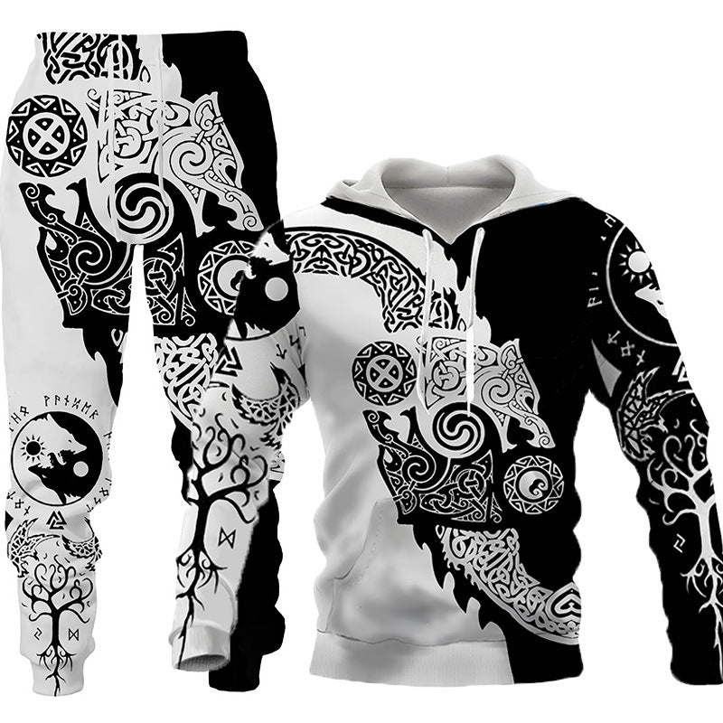 3D Wolf Print Tracksuit Men's Jogging Set