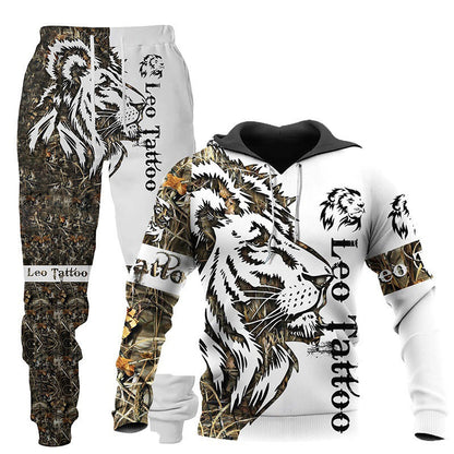 3D Wolf Print Tracksuit Men's Jogging Set